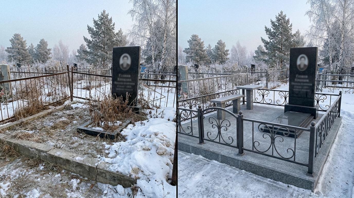 Благоустройство могилы во Владивостоке — пример 2