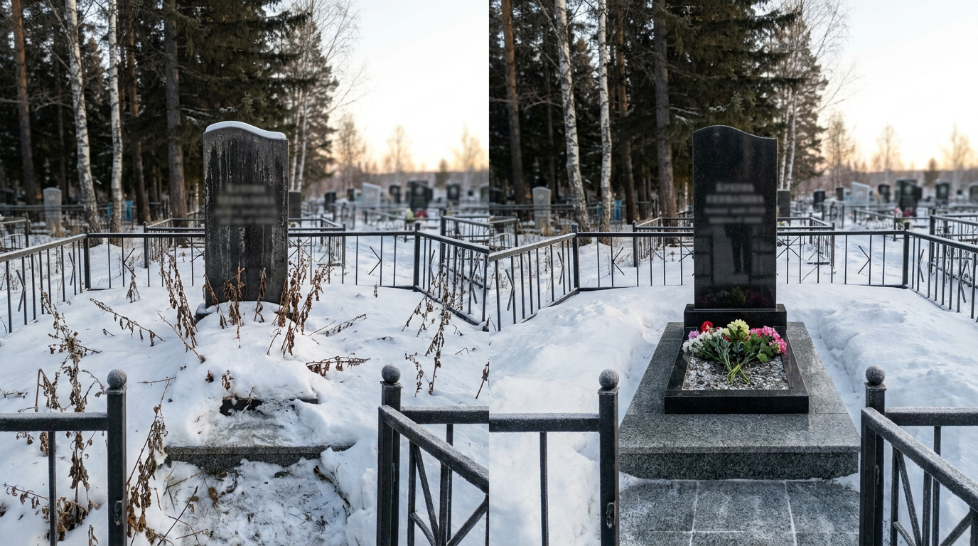 Уборка могилы во Владивостоке — пример 1